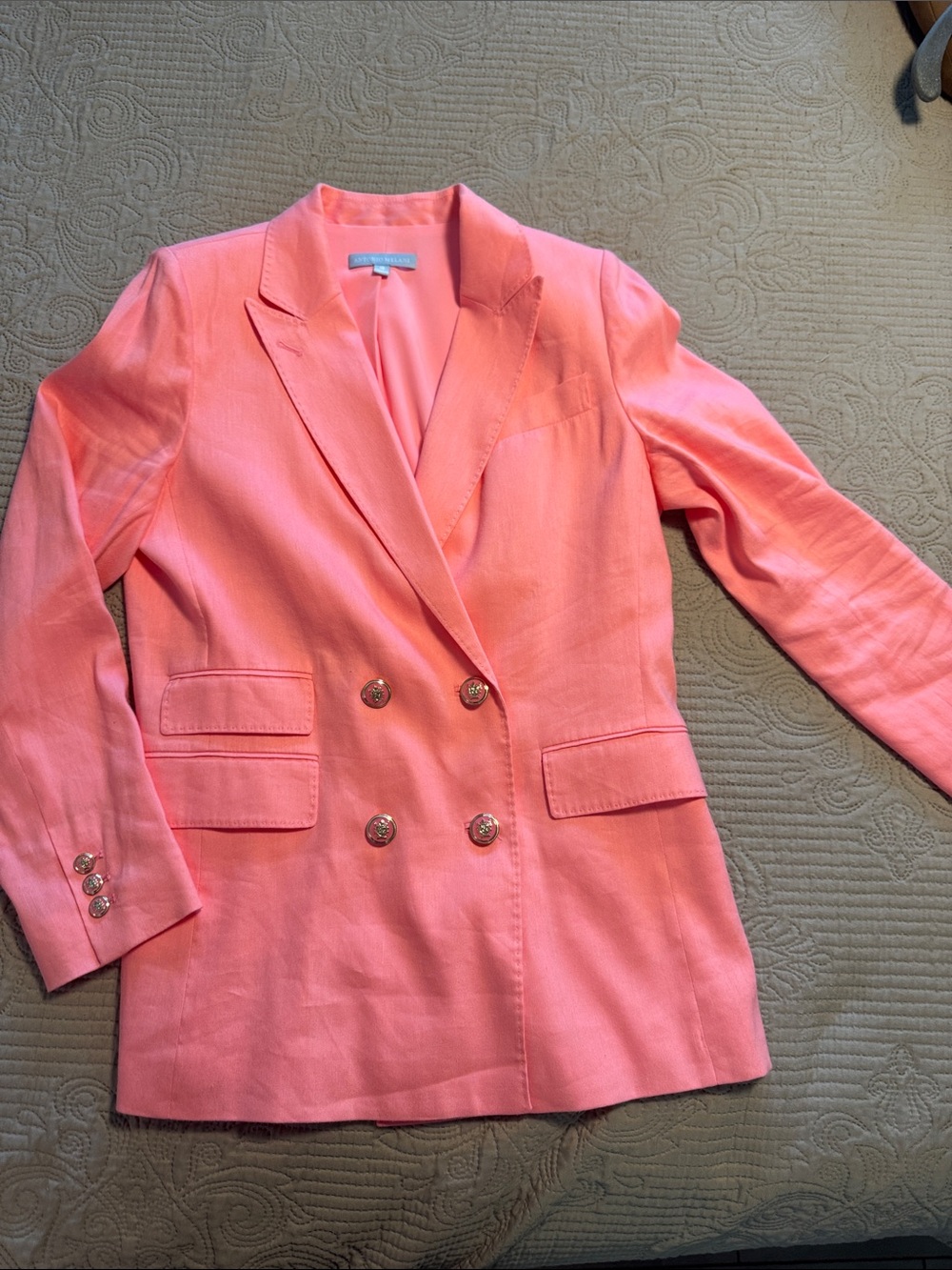 ANTONIO MELANI Coral Pink Double-Breasted Blazer